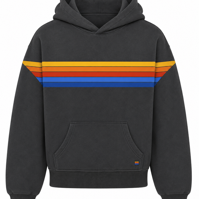 Aviator Nation 5 Stripe Pullover Hoodie Relaxed