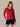 Front view of the J. Pritchard Women's Long Sleeve Drift Tee in Deep Crimson with navy shorts.