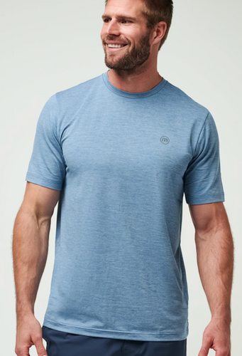 TravisMathew Scenic Vista Active Tee - Heather Copen Blue