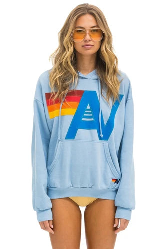 Aviator Nation Logo Stitch Pullover Hoodie Relaxed Fit - Ice