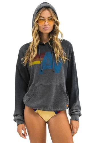 Aviator Nation Vintage Logo Pullover Hoodie Relaxed Fit - Faded Smoke