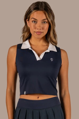 J. Pritchard Women's Hamptons Crop Polo - Bainbridge Blue