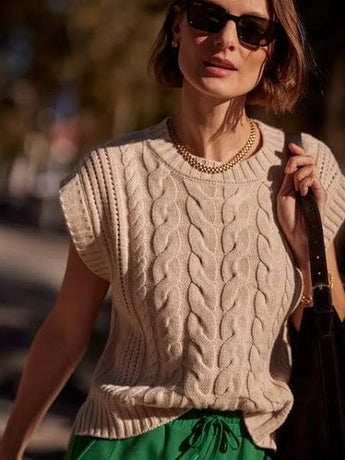 Varley Pixie Relaxed Cable Tank - Parchment