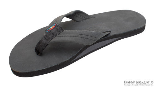 Rainbow Sandals Men's Premier Leather Single Layer with Arch Support - Black