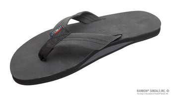 Rainbow Sandals Men's Premier Leather Single Layer with Arch Support - Black