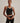 Varley Always Jay Bra in Black/Snow White, showing its high neckline, white contrast trim and wide underband.