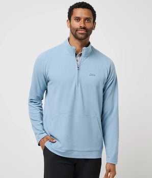 TravisMathew Performance Waffle Quarter Zip - Black