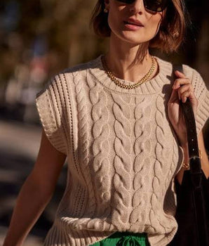 Varley Pixie Relaxed Cable Tank - Parchment
