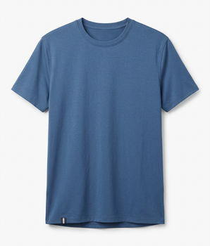 Front view of blue J. Pritchard men's short sleeve Drift Tee on a white background.